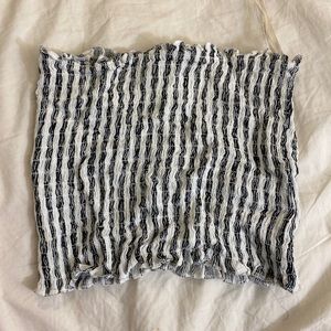 Stripe ruffle tube crop top